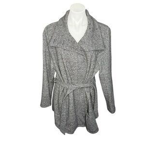 Ava & Viv Gray Tie Waist Peacoat Plus Size 1X Belted Cotton Blend Jacket